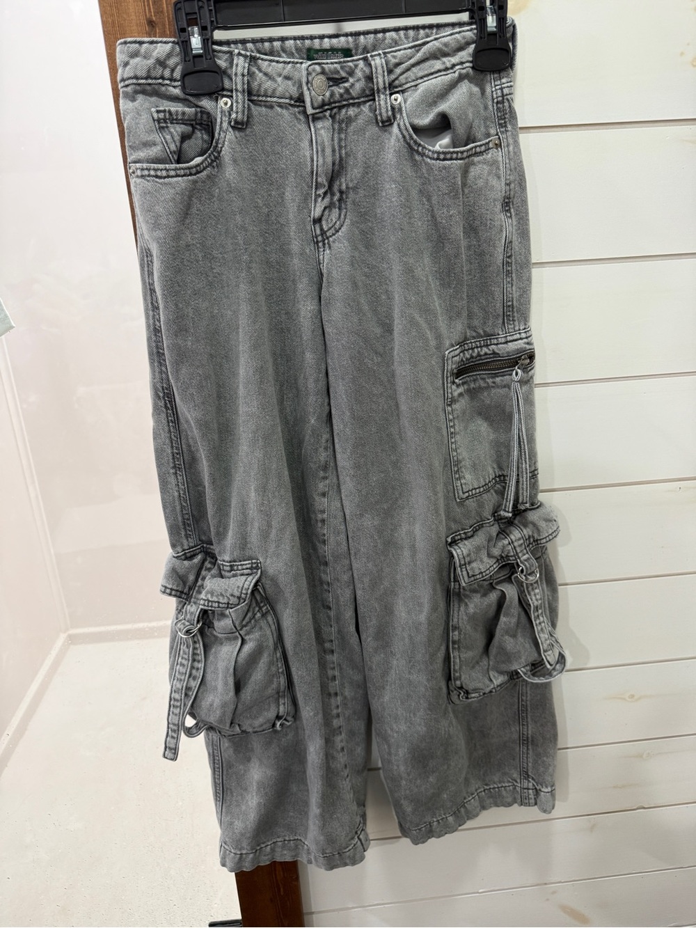 wild fable Gray Washed Cargo Wide-Leg Jeans